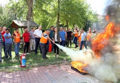 Yangına müdahalede uygulamalı eğitim