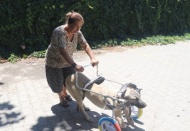 Yanlış tedaviyle ayakları kesilen köpeğe yürüteç 