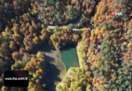 Yedigöller'de sonbaharın getirdiği görsel şölen havadan görüntülendi