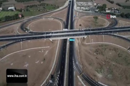 Yeni açılan Kuzey Ege Otoyolu havadan görüntülendi