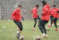 Yoğun kar yağışı ltında antrenman