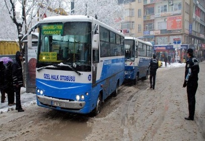 Zincir takmayan halk otobüsleri denetleniyor